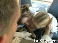 Double Banged in the Bus Two horny sluts gets fucked hard after being caught satisfying each other. 4 months ago