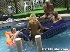 Swingers pool party Milf sucks dicks in her pool. 2 months ago